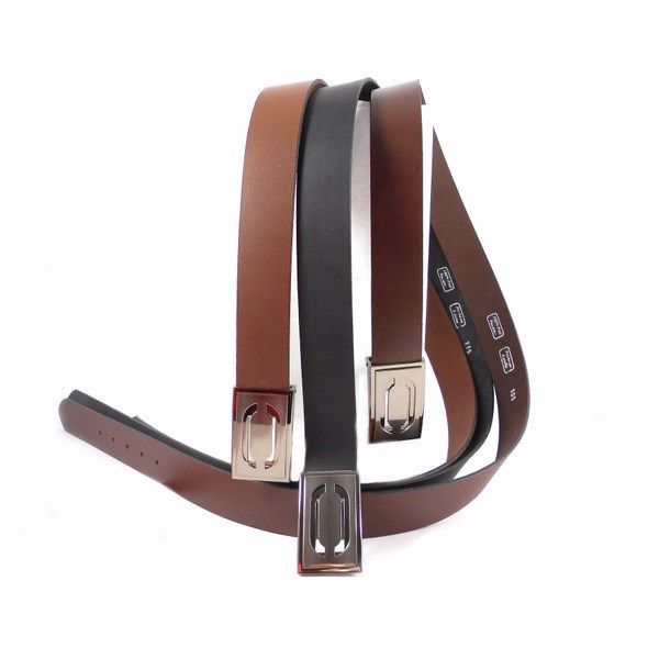 Cinturón de piel caballero ancho con hebilla de chapa