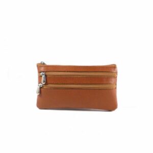 Monedero cremalleras en piel unisex rojo, negro, azul y marrón