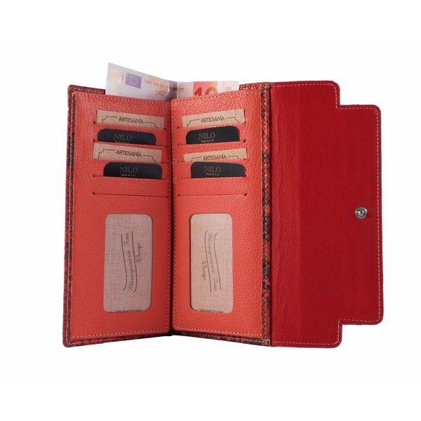 Cartera Billetero de señora en piel de reptil color rojo - Imagen 2