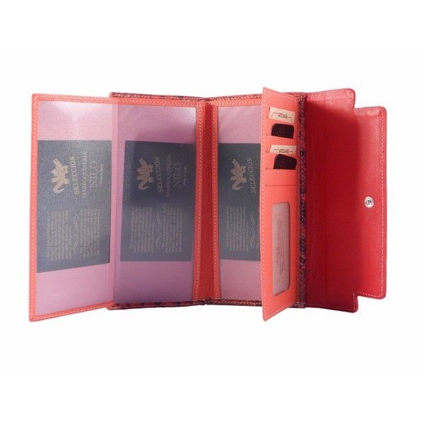 Cartera Billetero de señora en piel de reptil color rojo - Imagen 3