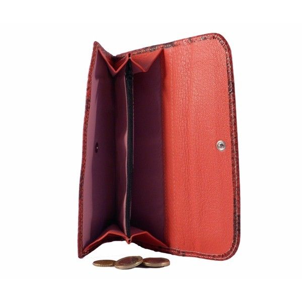 Cartera Billetero de señora en piel de reptil color rojo - Imagen 5