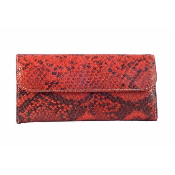 Cartera Billetero de señora en piel de reptil color rojo - Imagen 4