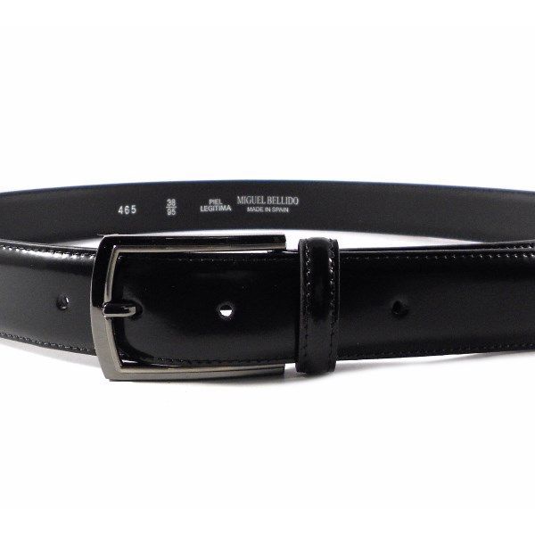 Cinturón Miguel Bellido en piel color negro brillo - Imagen 3
