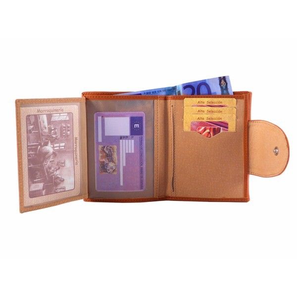 Cartera de piel pequeña mujer en color cuero - Imagen 4