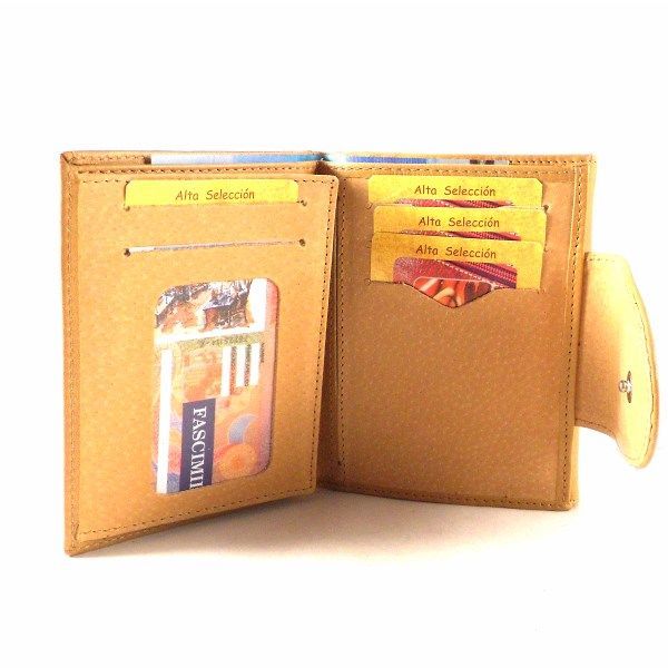 Cartera de piel pequeña mujer en color cuero - Imagen 8