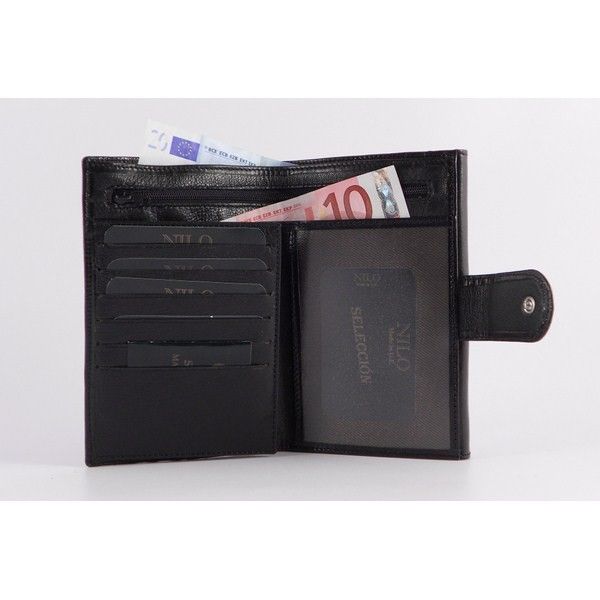 Billetero clásico para mujer en piel color negro mediano - Imagen 3