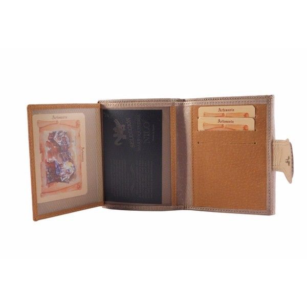 Billetero pequeño para mujer en piel Nilo color beis o verde - Imagen 4