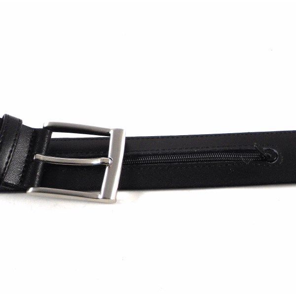 Cinturón con cremallera interior para dinero en piel color marrón o negro - Imagen 7