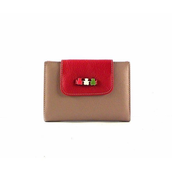 Billetero de piel juvenil pequeño con detalle de osos