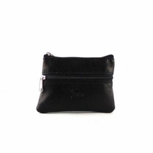 Monedero de cremalleras en piel unisex