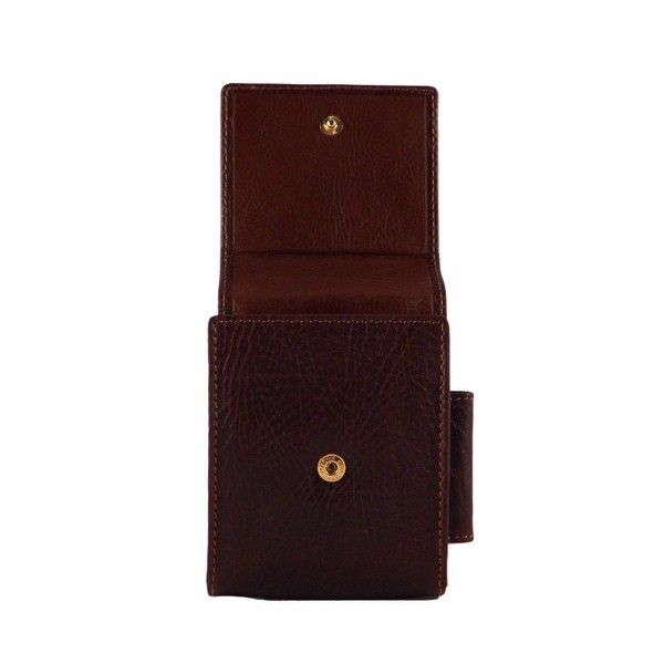 Pitillera de piel color marrón con soporte para mechero - Imagen 2