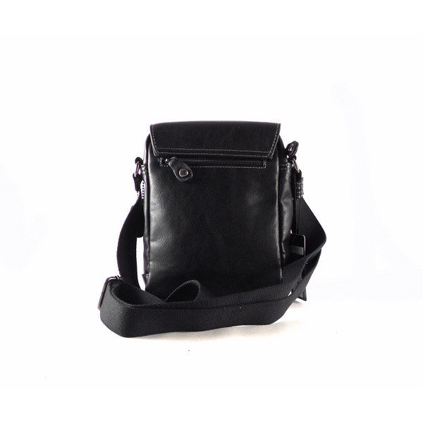 Bandolera de hombre pequeña Matties Bags con solapa en color negro - Imagen 3