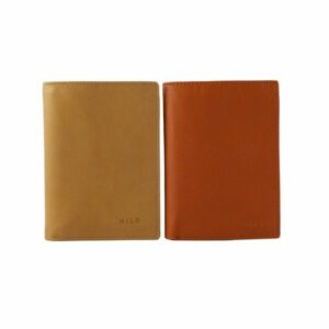 Billetera piel Nilo con monedero y doble billetero en color cuero o beis