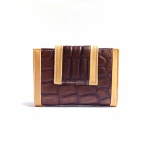 Cartera de piel mujer pequeña NILO coco print marrón brillo