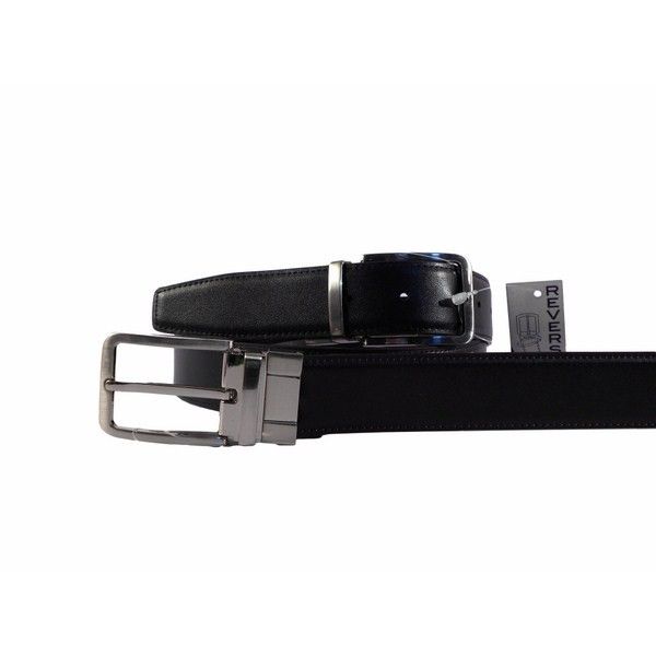 Cinturón de piel reversible color negro o color cuero - Imagen 2