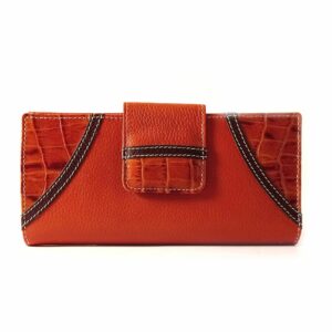 Billetero mujer grande piel NILO camel con detalles coco