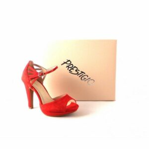 Sandalias mujer Prestigio antelina rojo con pulsera