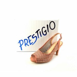 Sandalias de tacón Prestigio peep toe rosa salmón