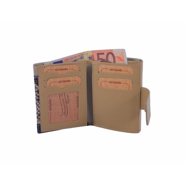 Billetero piel pequeño beis reptil - Imagen 2