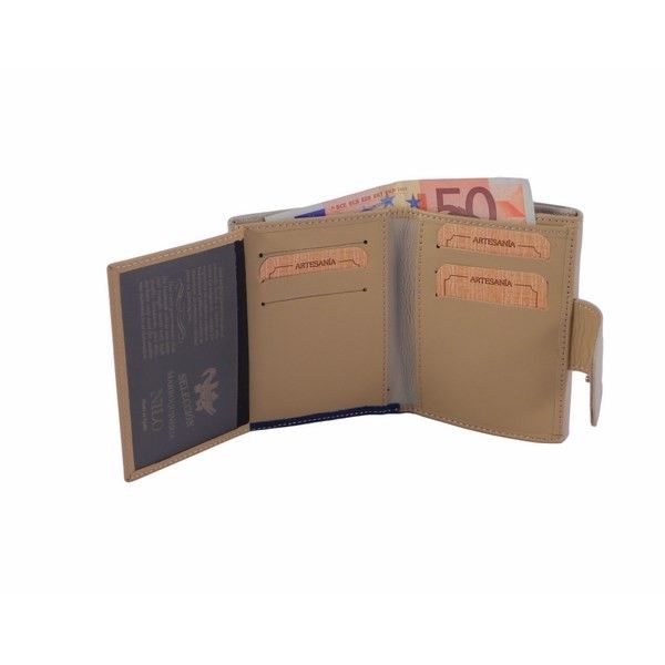 Billetero piel pequeño beis reptil - Imagen 3