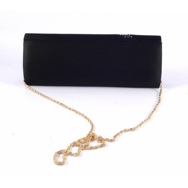 Cartera raso Victoria Delef en negro con cristales - Imagen 4