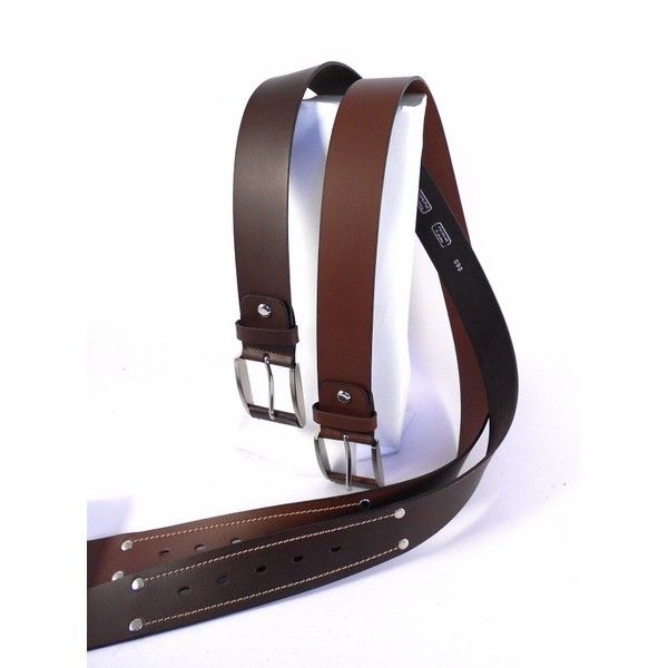 Cinturón piel sport con pespuntes