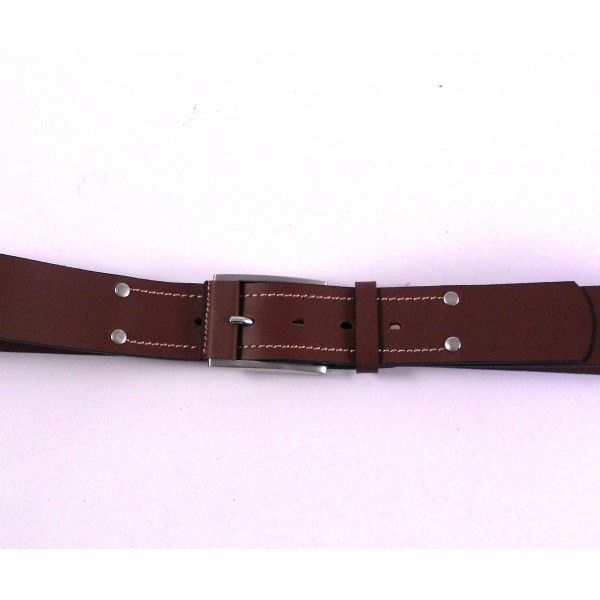 Cinturón piel sport con pespuntes - Imagen 3