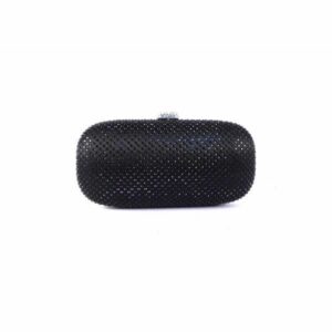 Clutch negro rígido de Victoria Delef redondeado con cadena