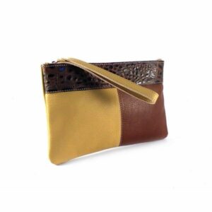 Neceser bolso de piel pequeño para mujer color rojo o marrón