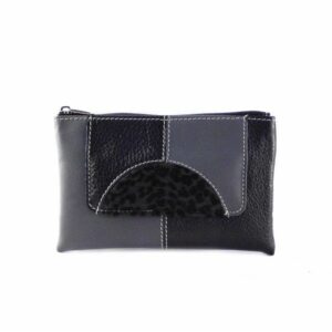 Monedero en piel Nilo cremallera para mujer color gris o marrón