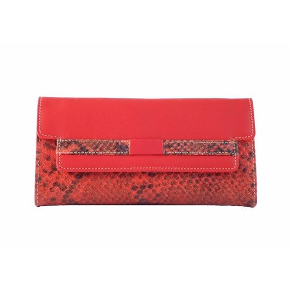 Cartera Billetero de señora en piel de reptil color rojo