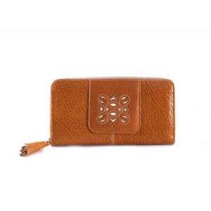 Billetera cremallera en piel Nilo camel para mujer