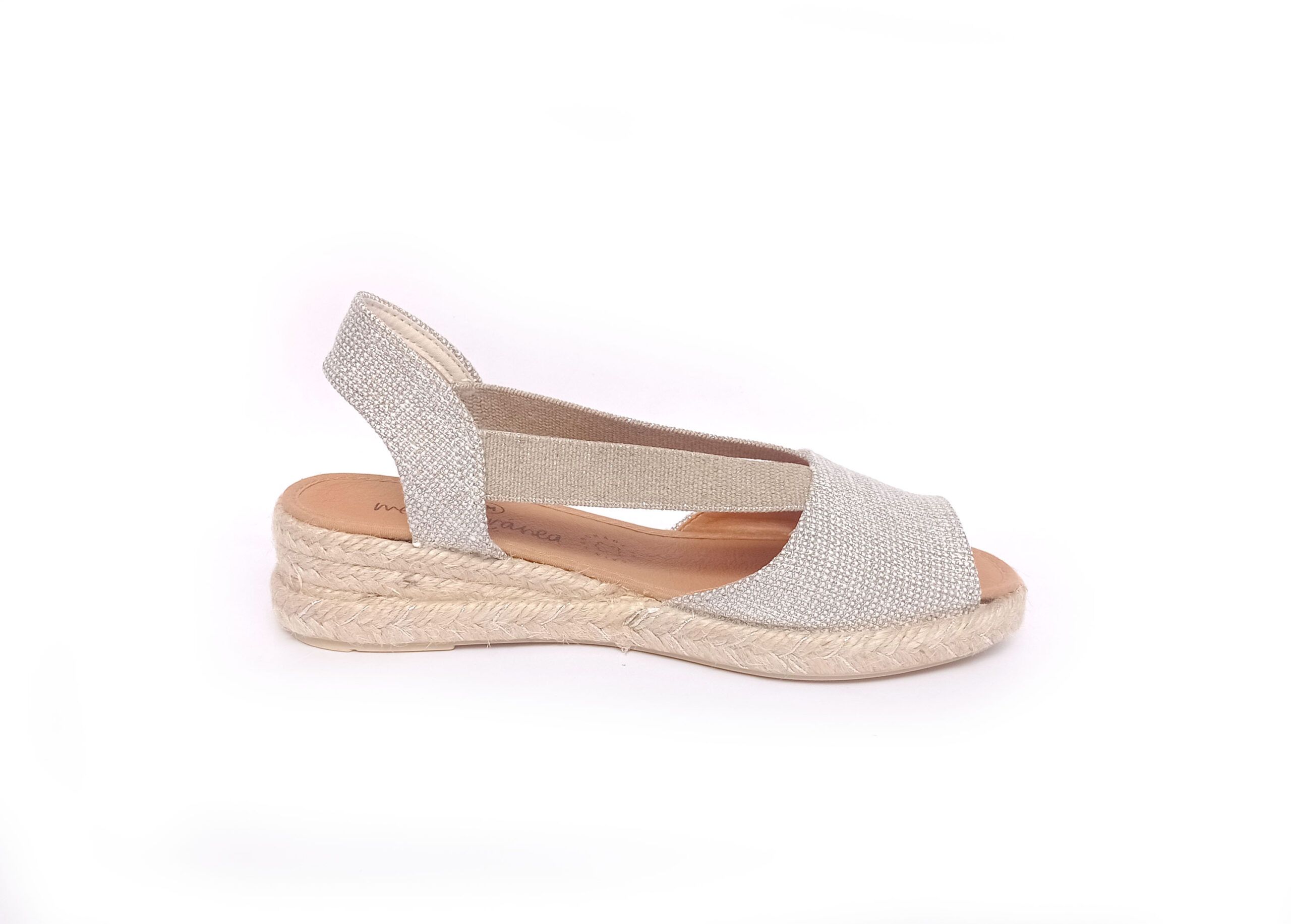 Alpargatas tipo sandalias CM Mediterránea de cuña baja plata - Imagen 2