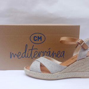 Alpargatas Mediterránea de tiras cruzadas plata