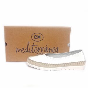 Alpargatas planas en piel MEDITERRÁNEA blanco