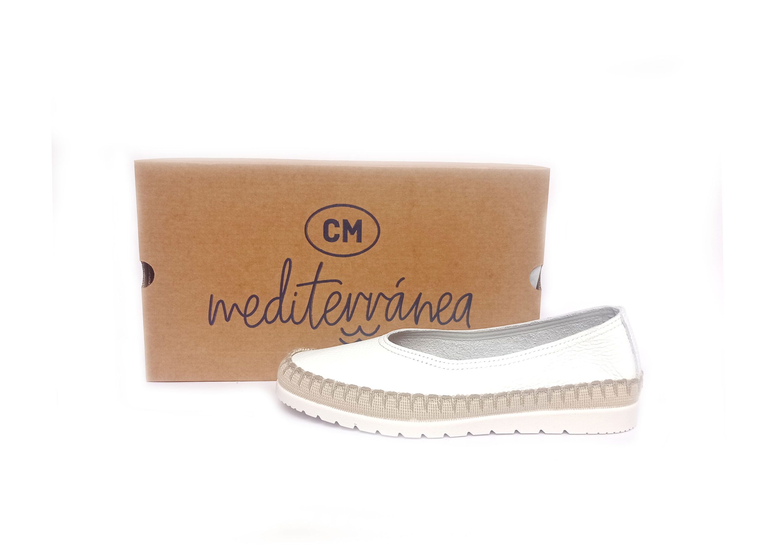 Alpargatas planas en piel MEDITERRÁNEA blanco