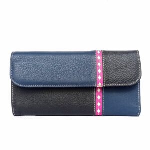 Billetera de mujer piel grande negro/marino