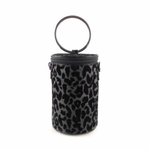 Bolso cilindro para fiesta o noche E.Ferri print glitter plata vieja y negro