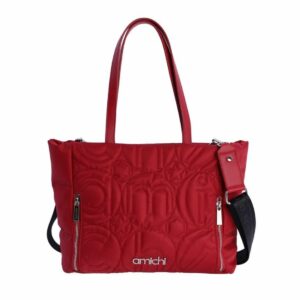 Bolso shopper AMICHI nylon con bandolera rojo