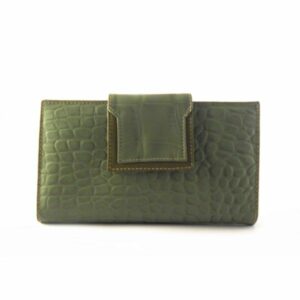 Billetera de piel grande para mujer NILO coco print verde