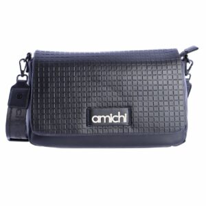 Bolso AMICHI bandolera con solapa negro