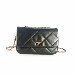 Bolso bandolera acolchado tipo chanel en piel negro