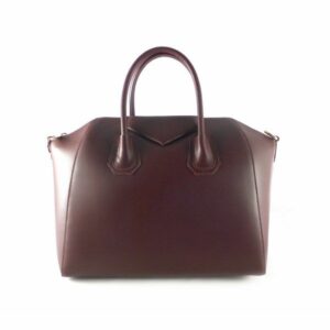 Bolso clásico totte en piel de asas de mano con bandolera color burdeos