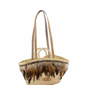 Capazo CACHAREL Bali pequeño con asas de piel