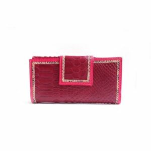 Billetero mujer grande NILO serpiente print burdeos