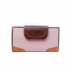 Cartera de piel para mujer grande rosa combinada