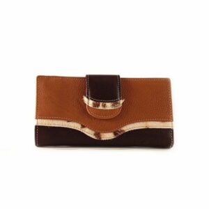 Billetero mujer grande NILO camel y marrón con cremallera
