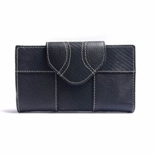 Billetero piel mediano mujer NILO negro con cremallera