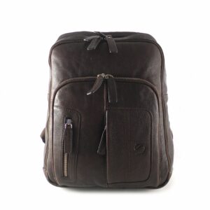 Mochila ejecutiva piel para hombre Matties con funda para portátil marrón