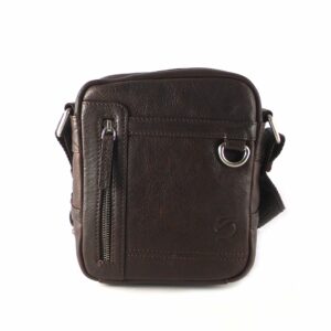 Bolso hombre en piel con cremallera marrón Matties